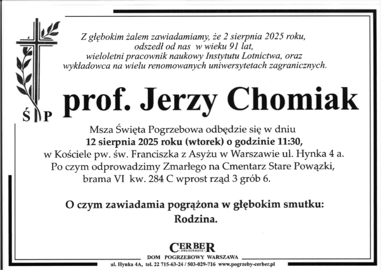 Śp. prof. dr hab. inż. Jerzy Chomiak
